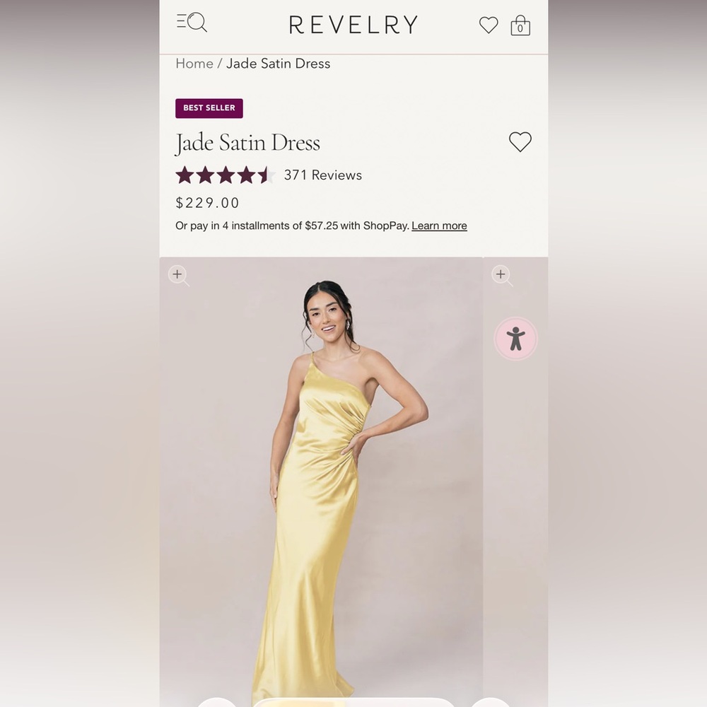 Revelry Jade Satin One-Shoulder Dress in Yellow